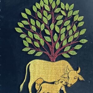 Handmade Tree & Cow Wall Art – Traditional Natural Craft Wall Decor