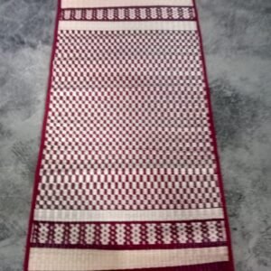 Handcrafted Korai Grass Mat – Traditional Maroon Checkered Sleeping Mat